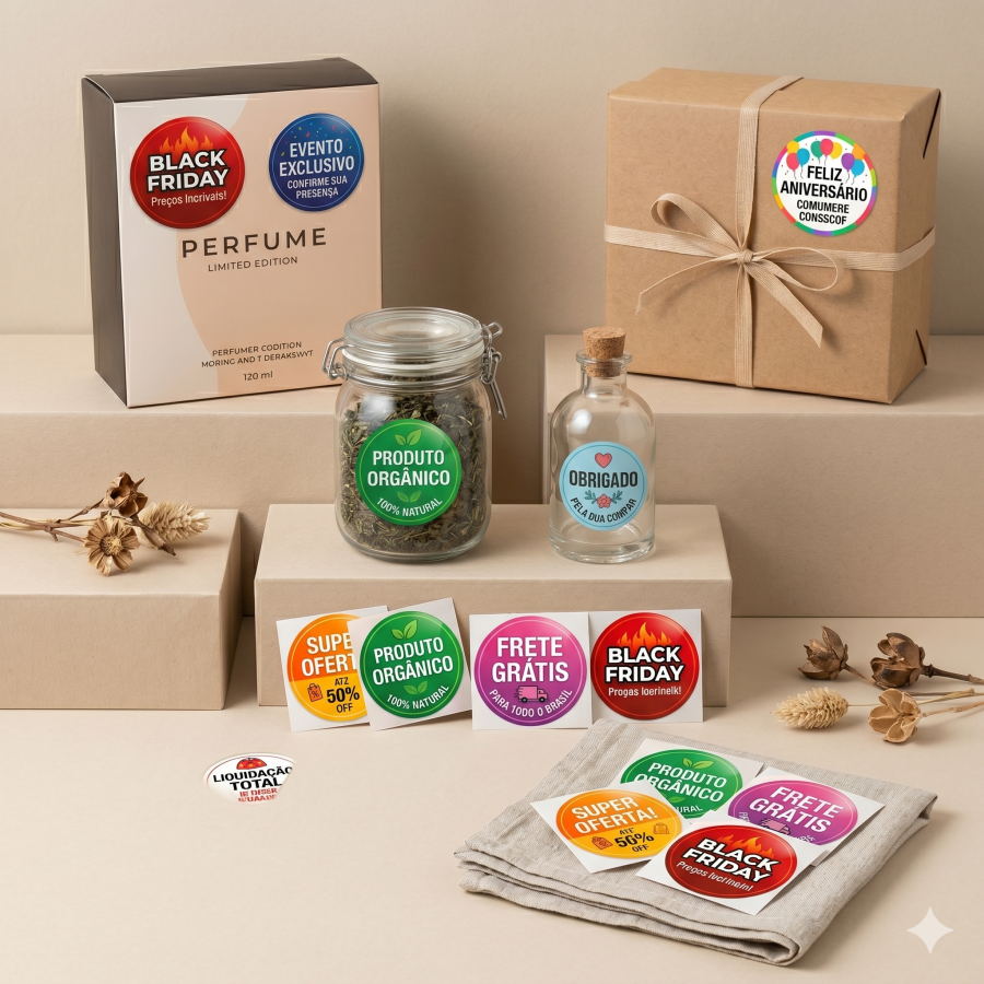 250 Adesivos Promocionais Redondos - A PARTIR DE: