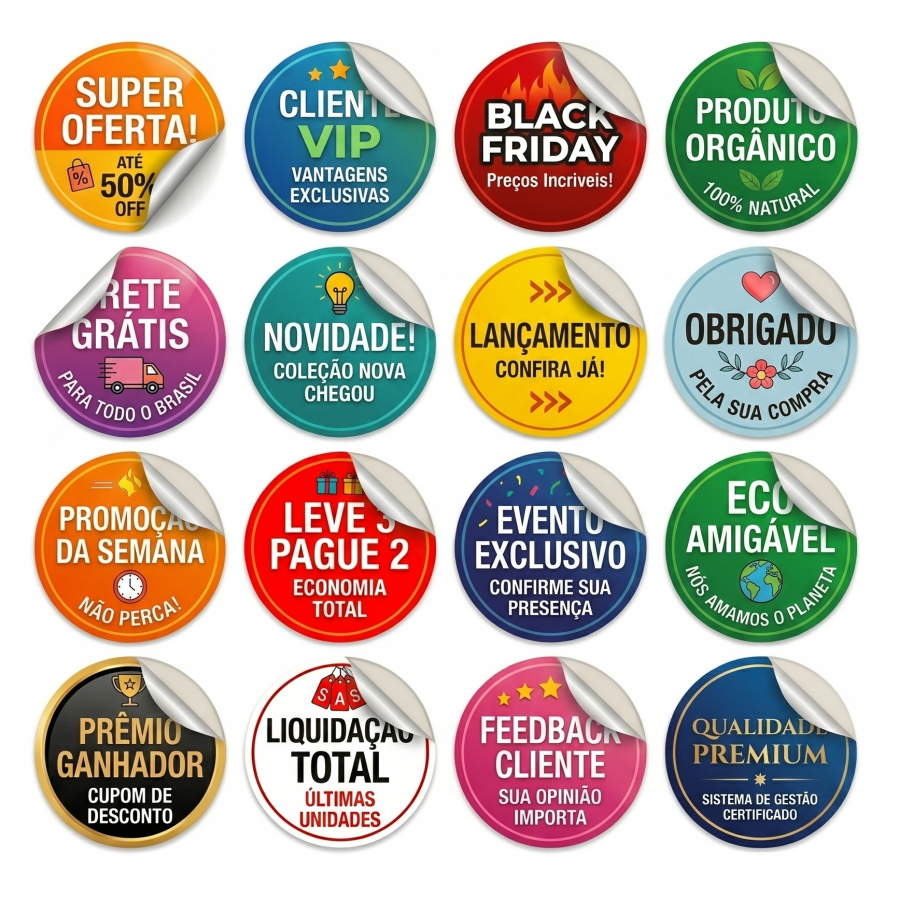 250 Adesivos Promocionais Redondos - A PARTIR DE: