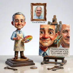 Miniatura 3D Personalizada Estilo Cartum - 12cm com Pintura Artesanal