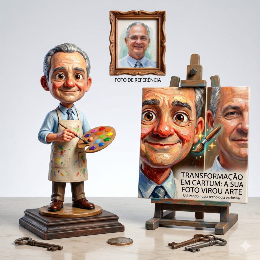 Miniatura 3D Personalizada Estilo Cartum - 12cm com Pintura Artesanal