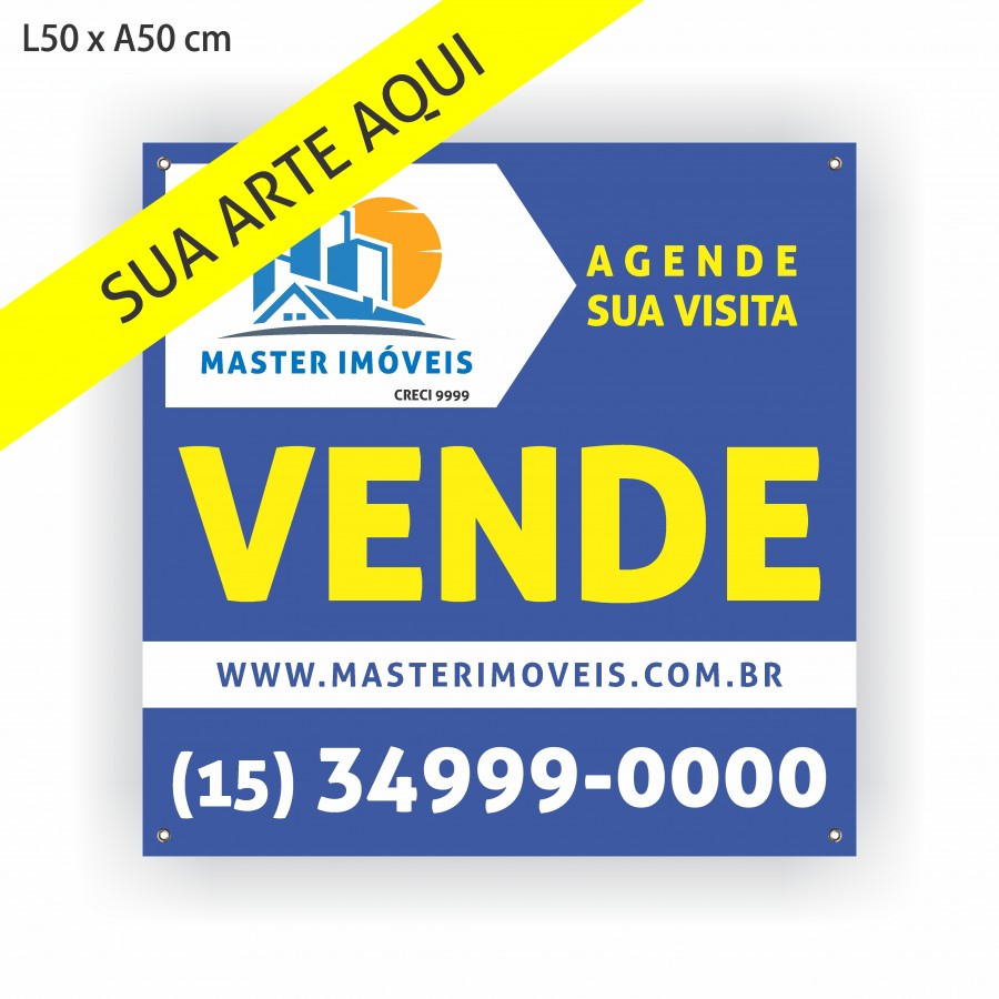 Placa para Imobiliária - 50x50 cm