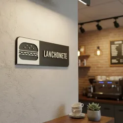 Placa de Sinalização Indicativa MDF 3D - Lanchonete