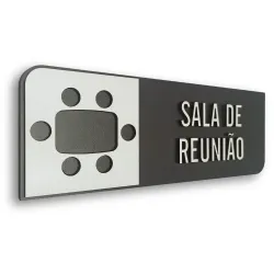 Placa de Sinalização Indicativa MDF 3D - Sala de Reunião