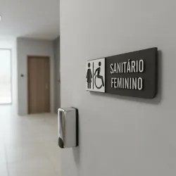 Placa de Sinalização Indicativa MDF 3D - WC PCD Feminino