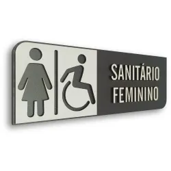 Placa de Sinalização Indicativa MDF 3D - WC PCD Feminino