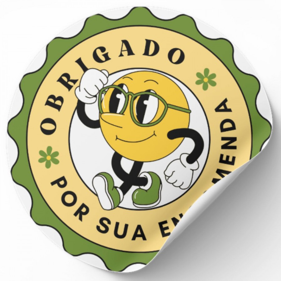 Etiqueta Adesiva Obrigado por Sua Encomenda 4x4 cm - 500 unidades