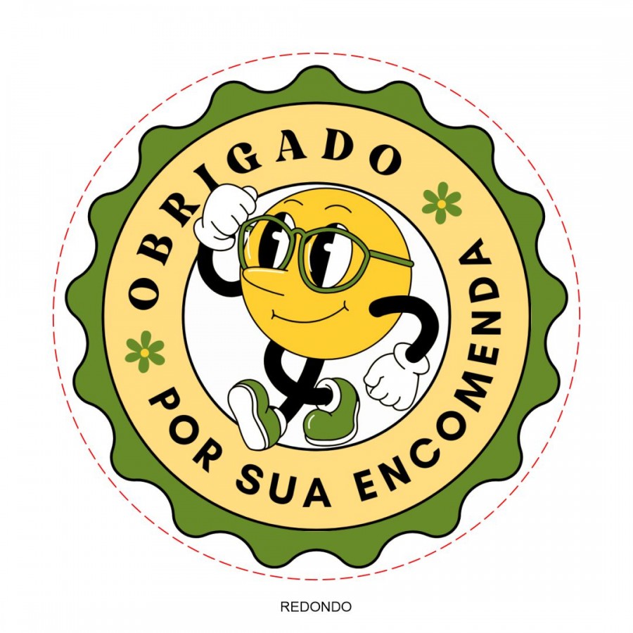 Etiqueta Adesiva Obrigado por Sua Encomenda 4x4 cm - 500 unidades