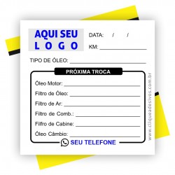 Adesivo Troca de Óleo - Formato 5x8 cm - Mínimo 200 peças