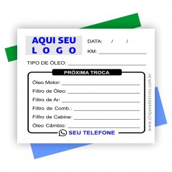 Adesivo Troca de Óleo - Formato 5x6 cm - Mínimo 200 peças